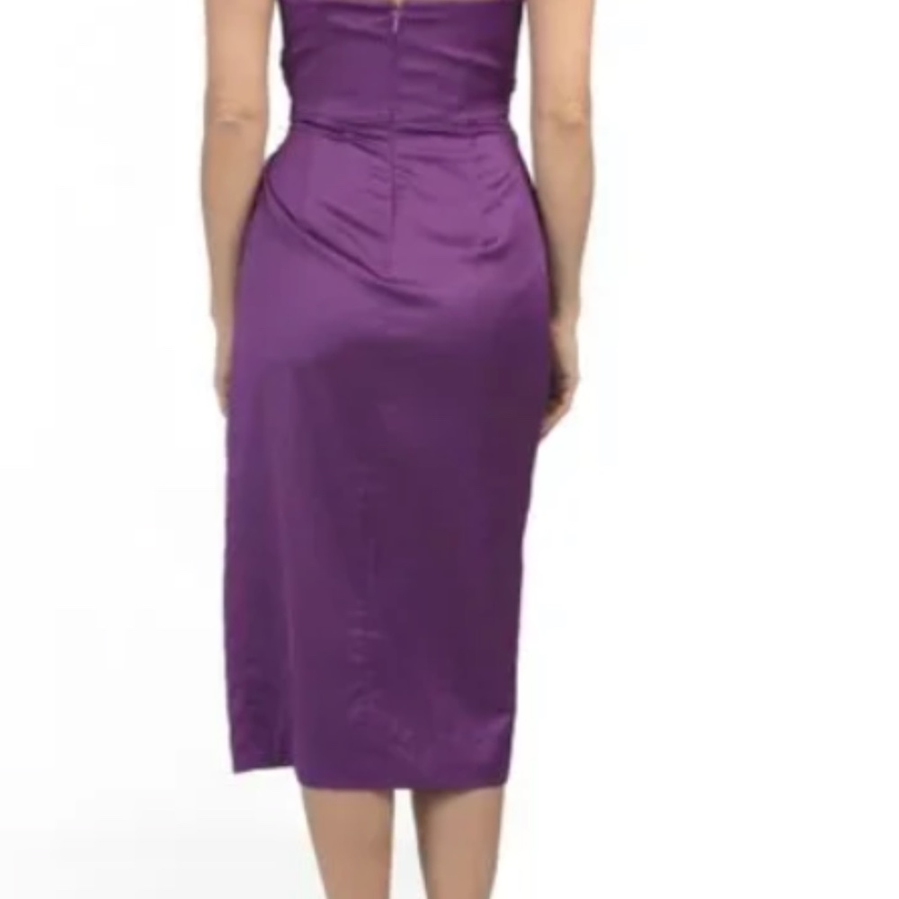 BCBGMAXAZRIA 2Y07D02 Purple Strapless Feather Detail Gown NWT - Picture 6 of 6